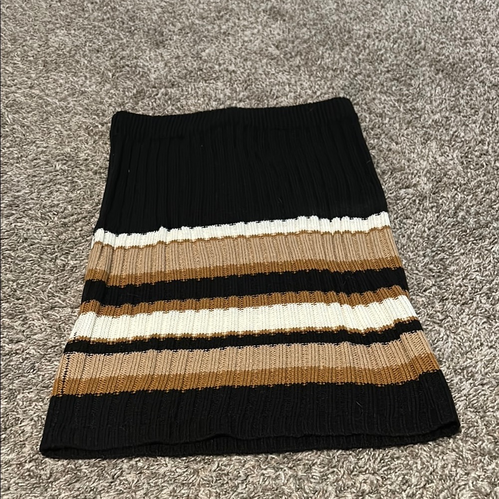 No Boundaries Black and Brown Striped A-Line Skirt